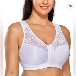 DELIMIRA Womens Front Closure Racerback Bra No Underwire Full Coverage 44DD